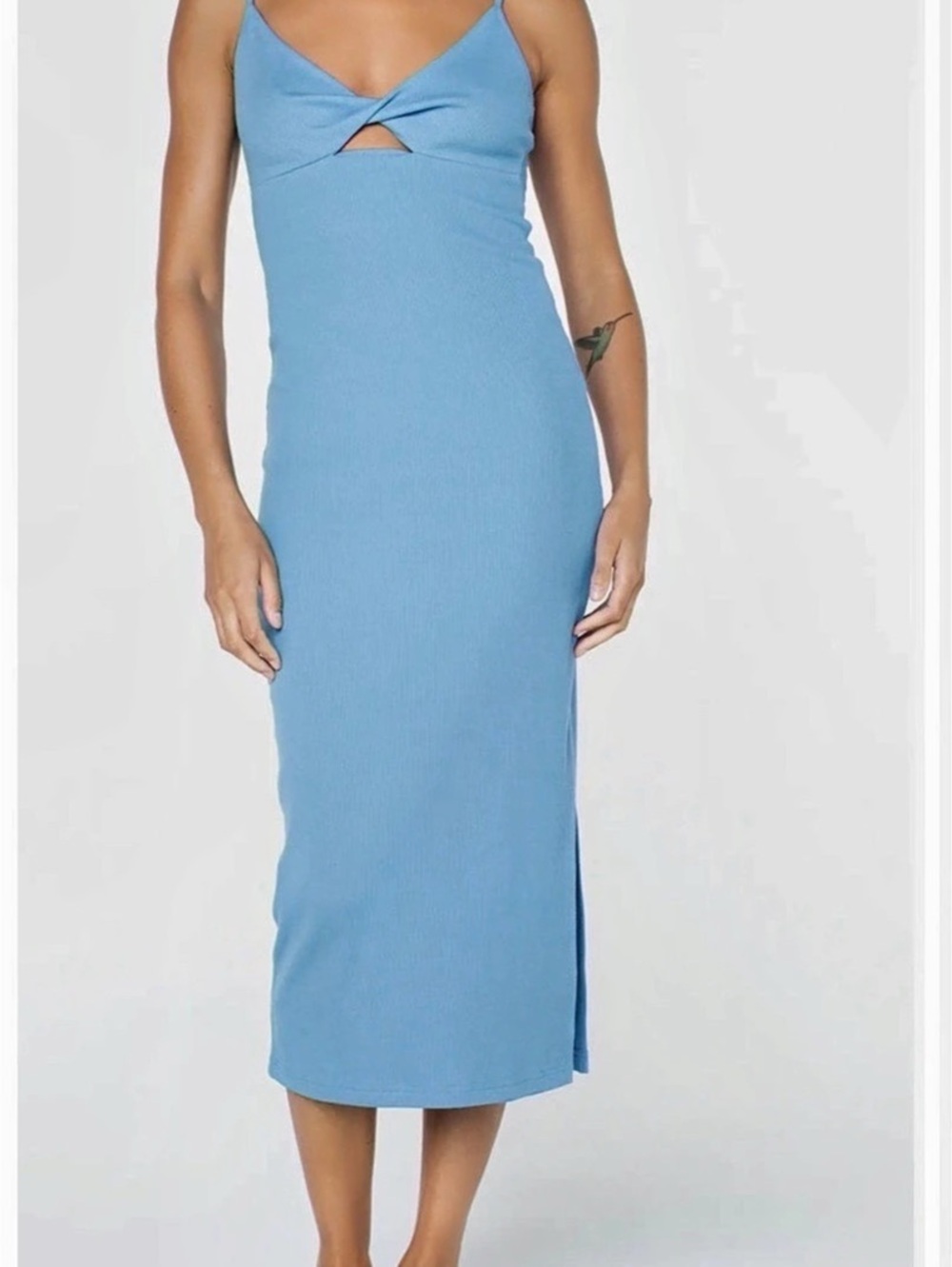 ROXY Wavey Lady Blue Cotton Midi Dress Size L NWT